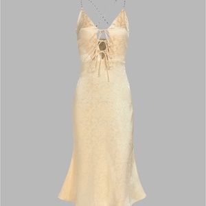 Satin Lace Up Mermaid Midi Dress Size M